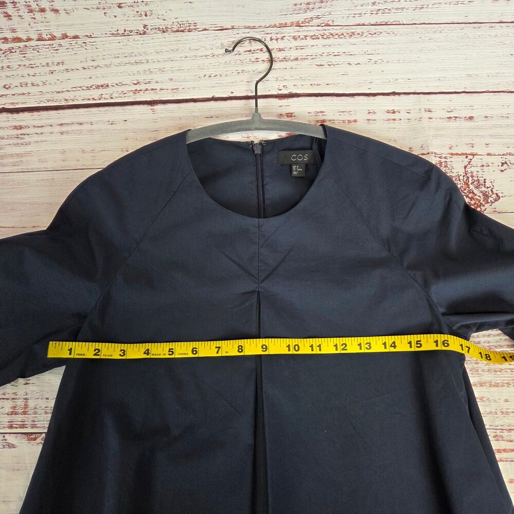 COS Navy Blue Architectural Silouette Dress 6 Zip Back Minimalist Basic Modern - Picture 12 of 16